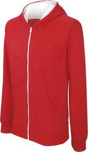 Kariban K486 - Children's zipped hooded sweatshirt Red / White