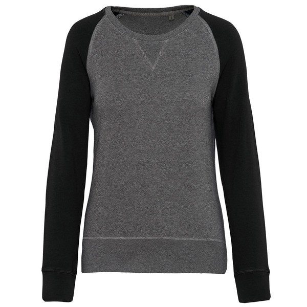 Kariban K492 - Sudadera Orgánica Bicolor de Cuello Redondo para Mujer