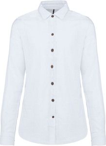 Kariban K589 - Camicia da donna in lino e cotone a maniche lunghe White