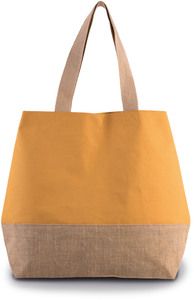 Kimood KI0235 - Cotton canvas & jute shopping bag Cumin Yellow / Natural