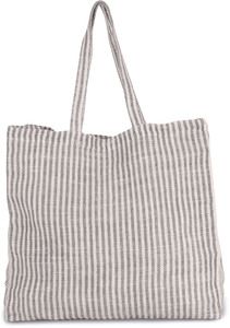 Kimood KI0236 - Shopping bag with stripes in juco Steel Grey / Natural