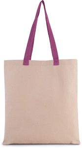 Kimood KI0277 - Flache Shoppingtasche aus Tuch mit kontrastfarbenem Griff