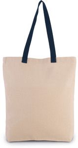 Kimood KI0278 - Shoppingtasche mit Seitenfalte und kontrastfarbenem Griff Natural/ Navy