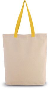 Kimood KI0278 - Gusset shopping bag with contrasting handles Natural/Yellow