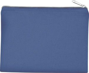 Kimood KI0721 - Pochette en coton canvas - modèle moyen Dusty Blue / Silver