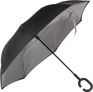Kimood KI2030 - Omgekeerde, handenvrije paraplu Zwart / Leigrijs