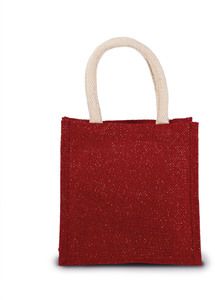 Kimood KI0272 - Jute canvas tote bag - small model Cherry Red / Gold