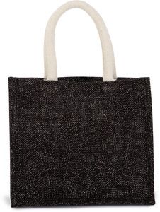 Kimood KI0273 - Jute canvas tote bag - medium model Black / Silver