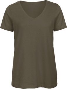 B&C CGTW045 - Organic Cotton Inspire V-neck T-shirt / Woman Khaki