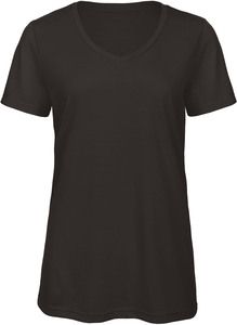 B&C CGTW058 - T-shirt da donna con scollo a V Triblend Black