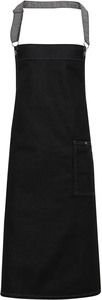 Premier PR134 - "Waxed effect" apron with "District" bib Black Denim