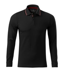 Malfini Premium 258 - Contrast Stripe LS Polo Shirt Gents Black