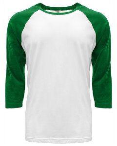 Next Level 6251 - Unisex CVC 3/4 Sleeve Raglan Baseball T-Shirt Kelly Green/Wht