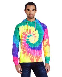 Tie-Dye CD877 - 8.5 oz. Tie-Dyed Pullover Hood Neon Rainbow