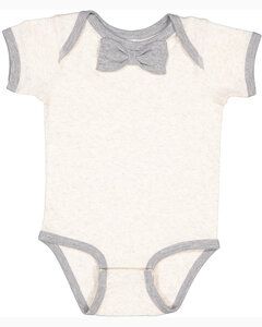 Rabbit Skins RS4407 - Infant Baby Rib Bow Tie Bodysuit Natural Hth/Hth