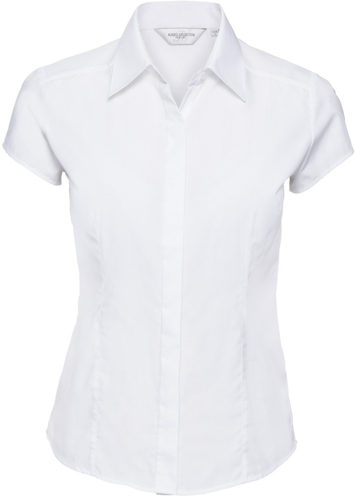 Russell Collection R925F - Poplin Easy Care Fitted Cap Sleeve Shirt Ladies