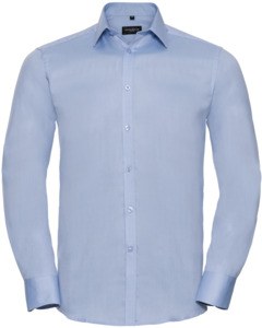 Russell Collection R962M - Herringbone Long Sleeve Mens Shirt Light Blue