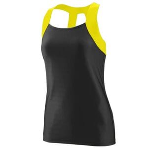Augusta Sportswear 1208 - Ladies Jazzy Open Back Tank Black/ Power Yellow
