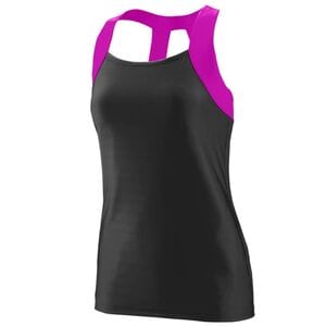 Augusta Sportswear 1208 - Ladies Jazzy Open Back Tank Black/ Power Pink