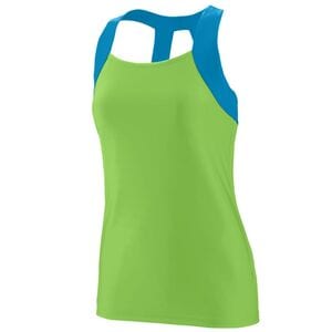 Augusta Sportswear 1208 - Ladies Jazzy Open Back Tank Lime/ Power Blue