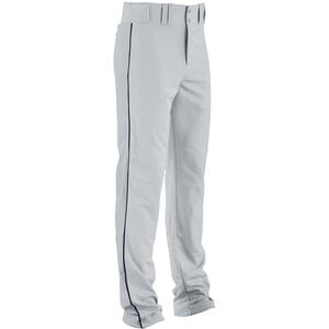 HighFive 315080 - Adult Piped Double Knit Baseball Pant Silver Grey/Navy