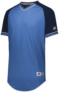 Russell R01X3M - Classic V Neck Jersey Columbia Blue/ Navy/ White