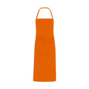 EgotierPro DE9129 - DUCASSE Long apron with double front pocket and matching tie-straps Orange