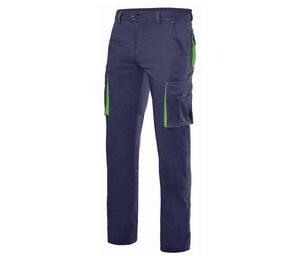 VELILLA V3024S - Two-tone multi-pocket stretch trousers Navy/Lime