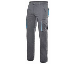 VELILLA V3024S - Two-tone multi-pocket stretch trousers Grey / Sky Blue