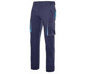 VELILLA V3024S - Two-tone multi-pocket stretch trousers Navy/Sky Blue