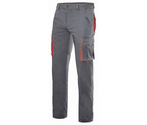 VELILLA V3024S - Two-tone multi-pocket stretch trousers Grey/Red