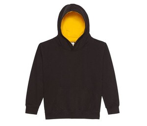 AWDIS JH03J - Children's sweatshirt with contrasting hood Jet Black/Gold