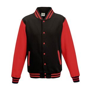 AWDIS JH043 - Baseball sweatshirt Jet Black/Fire Red