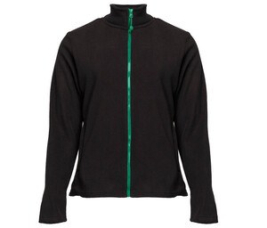 BLACK & MATCH BM701 - Women's zipped fleece jacket Black/ Kelly Green