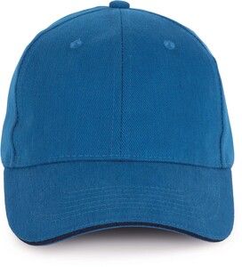 K-up KP198 - Organic cotton cap with contrast sandwich peak - 6 panels Sea Blue / Navy Blue