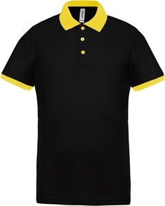 Proact PA489 - Men's performance piqué polo shirt Black / Yellow