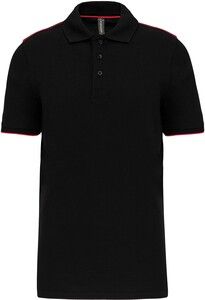 WK. Designed To Work WK270 - Polo contrastant manches courtes homme DayToDay Noir-Rouge