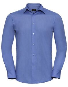 RUSSELL R924M - MENS LONG SLEEVE TAILORED POLYCOTTON POPLIN SHIRT Corporate Blue