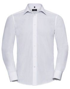 RUSSELL R924M - MENS LONG SLEEVE TAILORED POLYCOTTON POPLIN SHIRT White