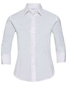 RUSSELL R946F - LADIES 3/4 SLEEVE  FITTED STRETCH SHIRT White