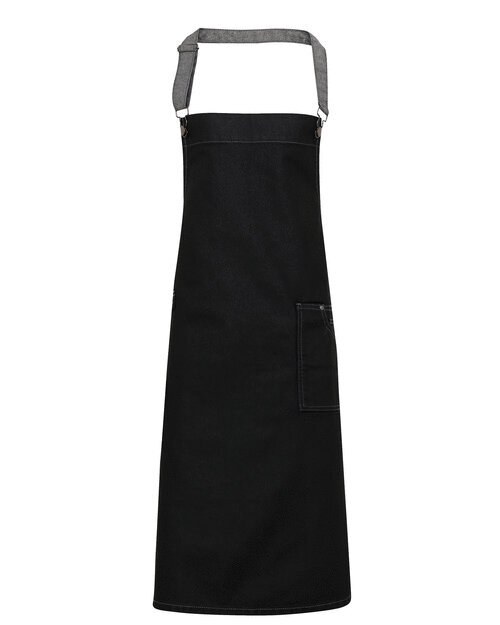 PREMIER WORKWEAR PR134 - DISTRICT WAXED LOOK DENIM BIB APRON