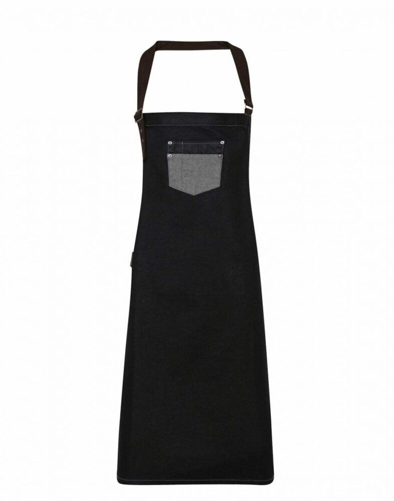 PREMIER WORKWEAR PR136 - DIVISION WAXED LOOK BIB APRON WITH FAUX LEATHER