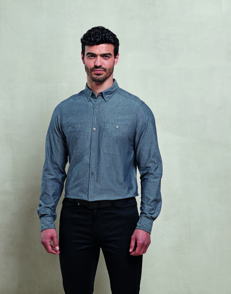 PREMIER WORKWEAR PR247 - ORGANIC AND FAIRTRADE CERTIFIED MEN'S CHAMBRAY SHIRT