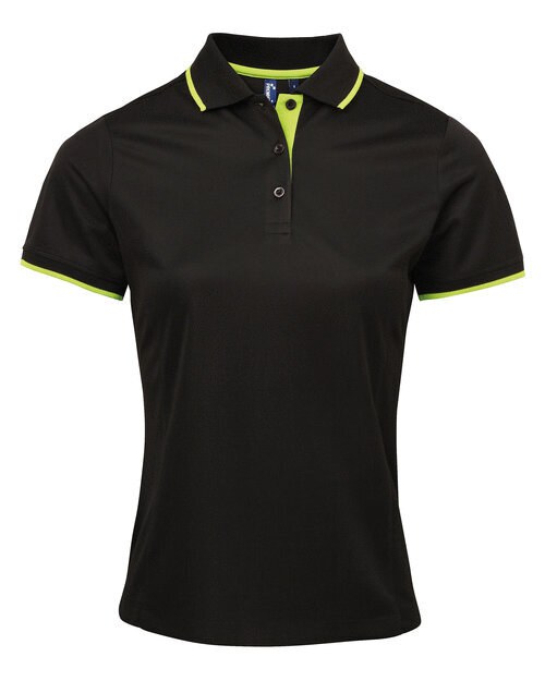 PREMIER WORKWEAR PR619 - LADIES CONTRAST TIPPED COOLCHECKER POLO SHIRT