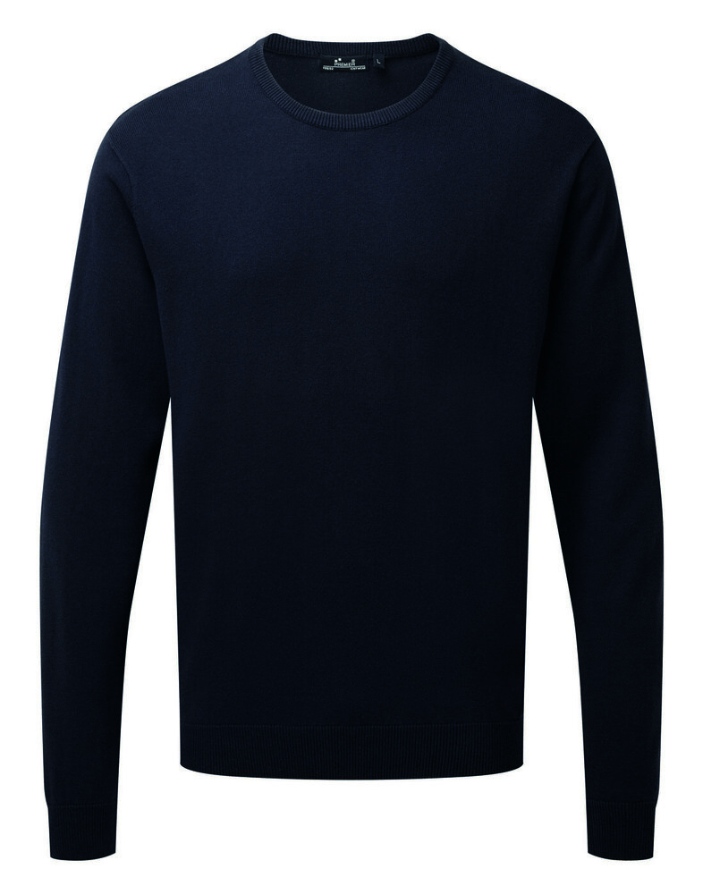 Crew Neck Cotton-rich Knitted Sweater Charcoal
