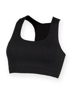 SKINNI FIT SK235 - LADIES WORK OUT CROPPED TOP Black