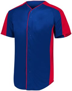 Augusta Sportswear 1655 - Full Button Baseball Jersey Navy/Red