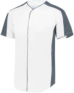 Augusta Sportswear 1655 - Full Button Baseball Jersey White/Graphite