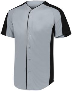 Augusta Sportswear 1655 - Full Button Baseball Jersey Blue Grey/ Black