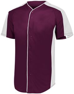 Augusta Sportswear 1655 - Full Button Baseball Jersey Maroon/White